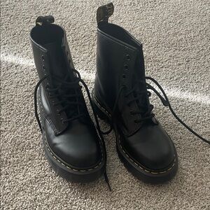 Dr. Martens Black Boots with Yellow Stitching